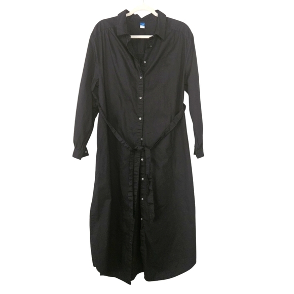 Old Navy Maternity Black Midi Shirt Dress size L - Picture 1 of 6